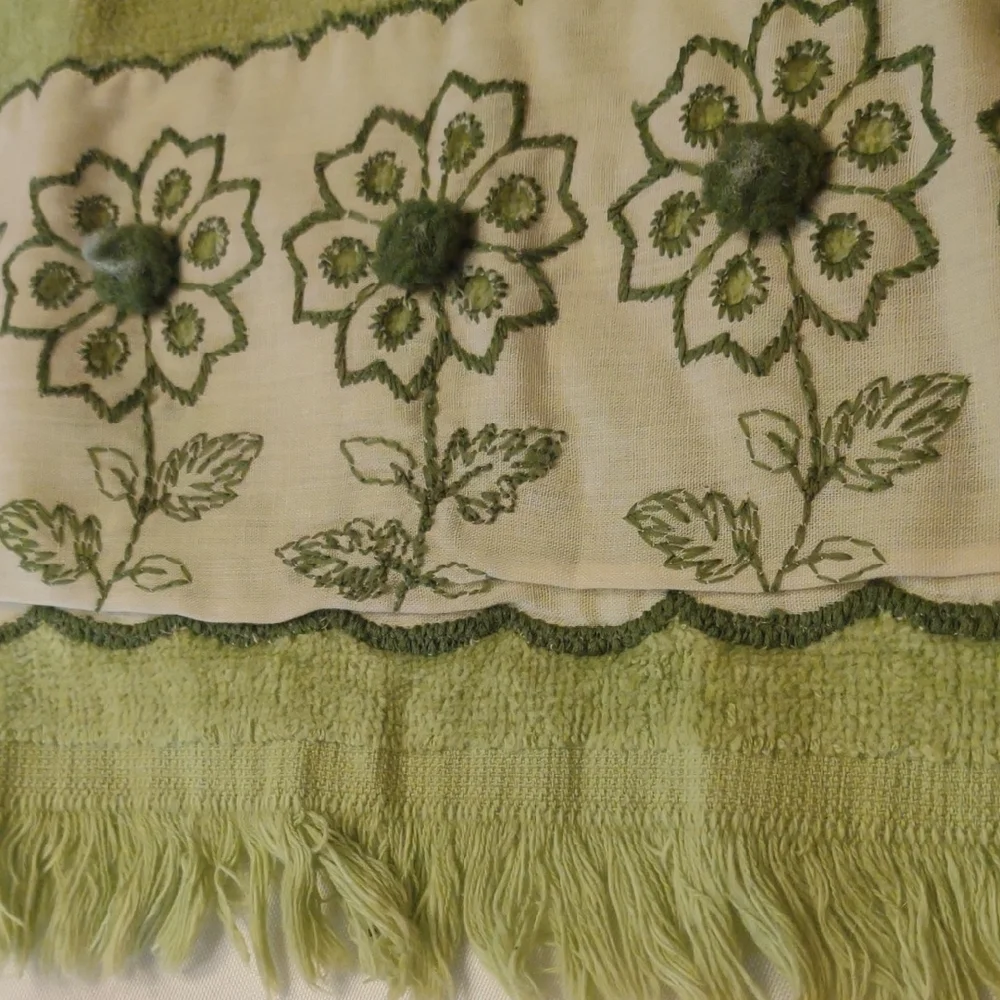 Bundle Of Vintage Colorful Embroidered Hand Towels - Floral 70s & 80's